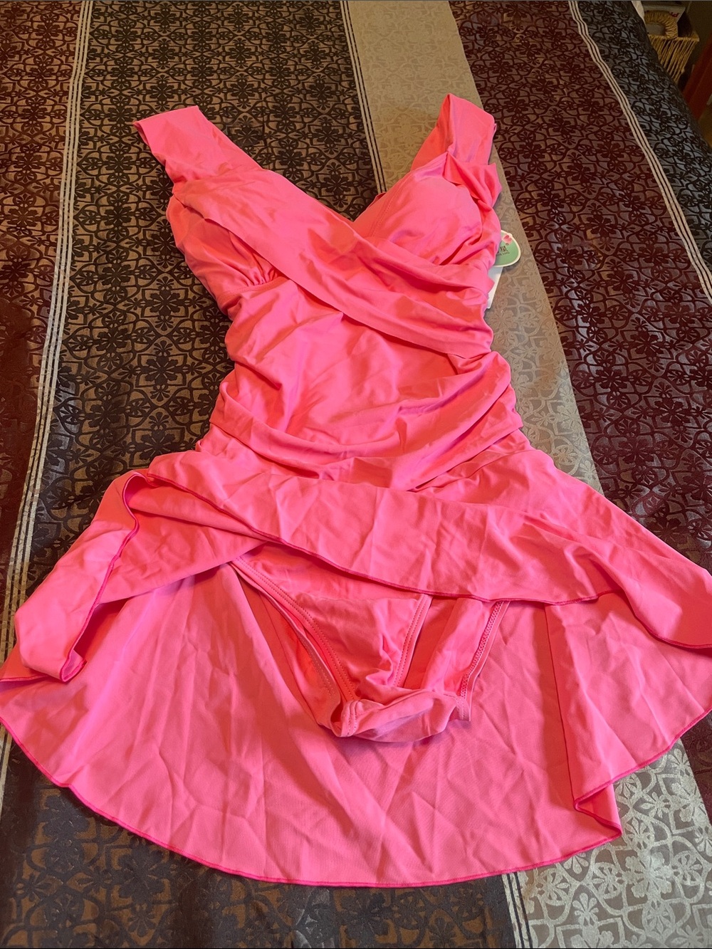 Classic Ruched Pink One-Piece Swim Dress